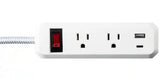 8-in-1 6-Outlet 5 ft. Power Strip with 2 USB Ports, White