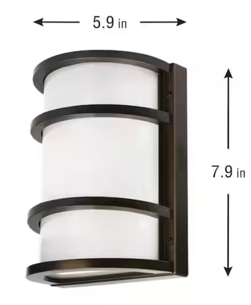 850 Lumens Integrated LED Bronze Dusk to Dawn Half Moon Security Wall Pack Light, 4000K