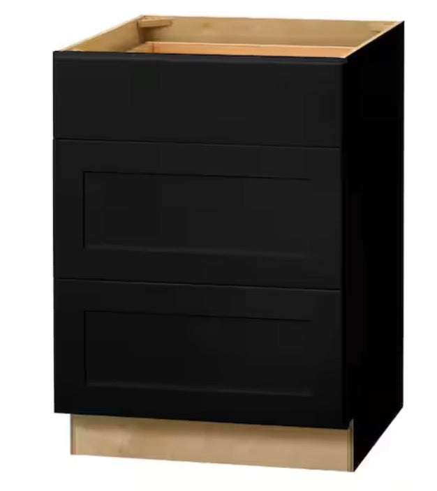 Avondale 24 in. W x 24 in. D x 34.5 in. H Ready to Assemble Plywood Shake Drawer Base Kitchen Cabinet in Raven Black