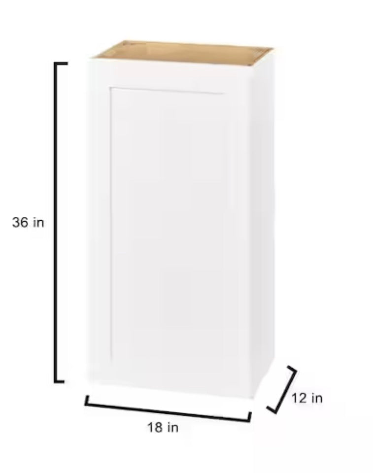 Avondale 18 in. W x 12 in. D x 36 in. H Ready to Assemble Plywood Shaker Wall Kitchen Cabinet in Alpine White
