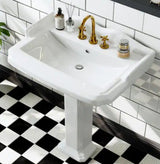 23 in. White Vitreous China Rectangular Pedestal Bathroom Sink With Overflow