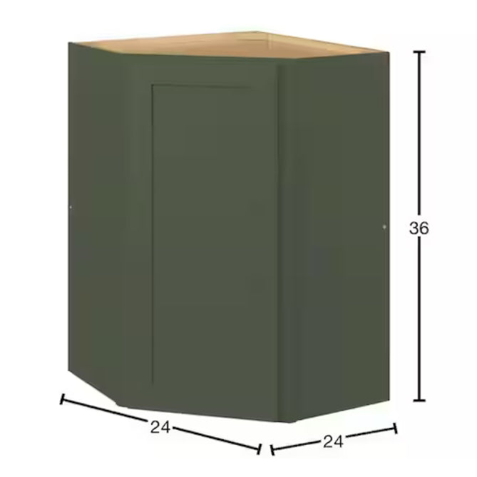 Avondale 24 in. W x 24 in. D x 36 in. H Ready to Assemble Plywood Shaker Diagonal Corner Kitchen Cabinet in Fern Green