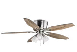 Sidlow 52 in. Indoor LED Brushed Nickel Hugger Dry Rated Ceiling Fan with 5 QuickInstall Reversible Blades and Light Kit