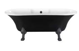 68 in. Acrylic Clawfoot Non-Whirlpool Bathtub in Glossy Black With Brushed GunMetal Clawfeet And Brushed GunMetal Drain