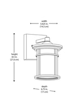 Westbury 8.5 in. Aged Iron Small LED Outdoor Wall Light Fixture Sconce with Clear Crackled Glass