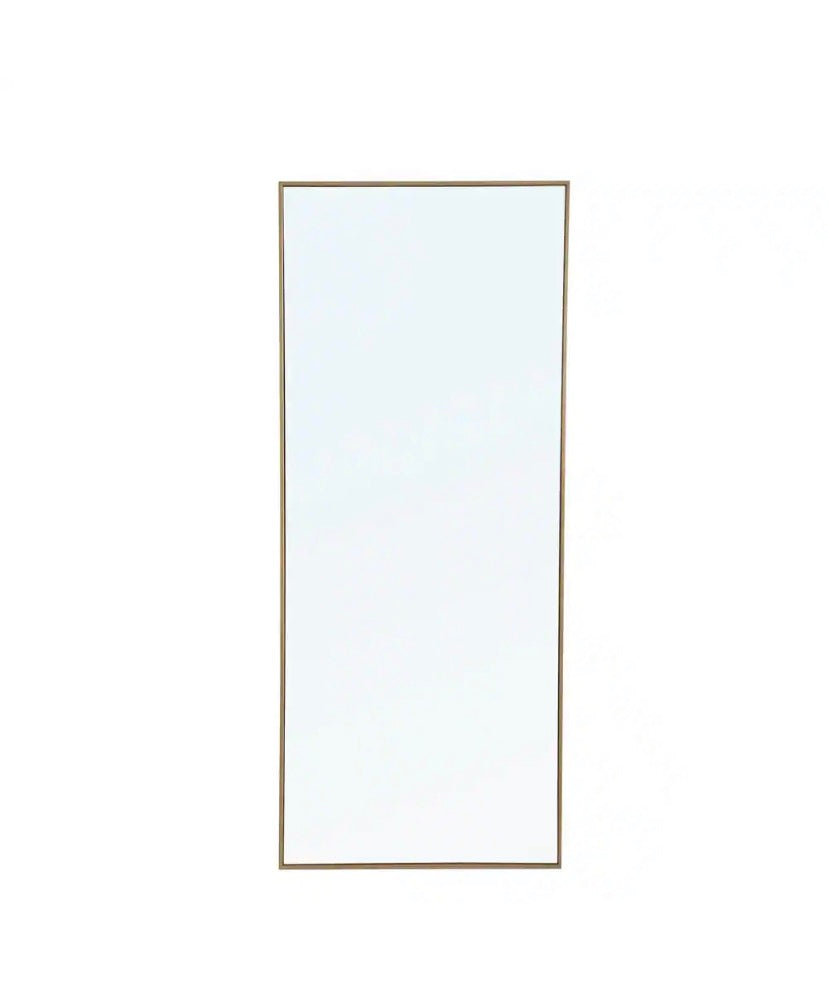 Timeless Home 30 in. W x 72 in. H x Contemporary Metal Framed Rectangle Brass Mirror