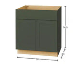 Avondale 30 in. W x 24 in. D x 34.5 in. H Ready to Assemble Plywood Shaker Sink Base Kitchen Cabinet in Fern Green