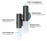 1-Light Matte Black Rechargeable Battery-Powered Portable Integrated LED Wall Sconce Set (2 Pack)