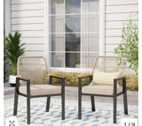 Phi Villa Handcrafted Rattan Rope Patio Dining Chairs