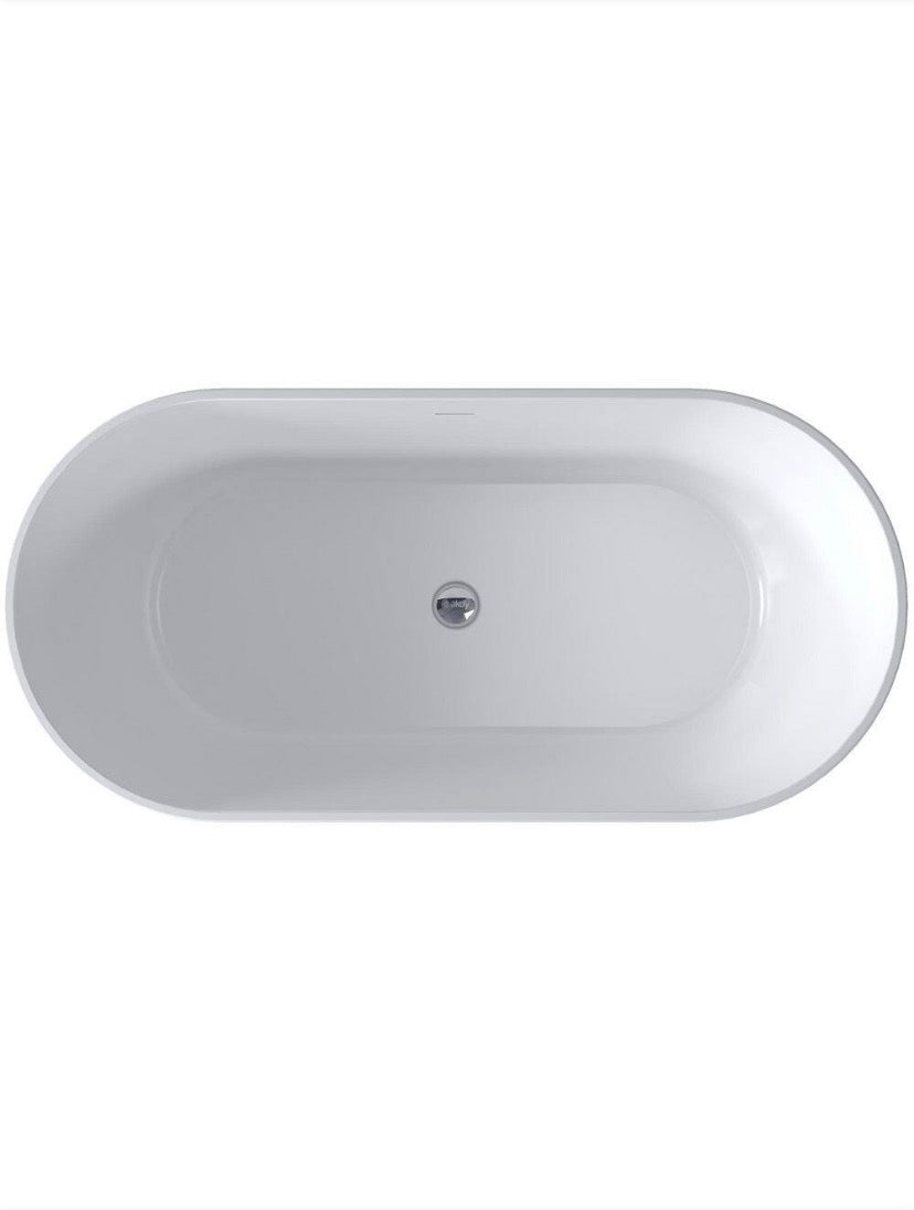 53.9 in. Fiberglass Flat-bottom Double Ended Non-Whirlpool Bathtub in Black Patterns