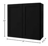 Avondale 30 in. W x 12 in. D x 30 in. H Ready to Assemble Plywood Shaker Wall Kitchen Cabinet in Raven Black