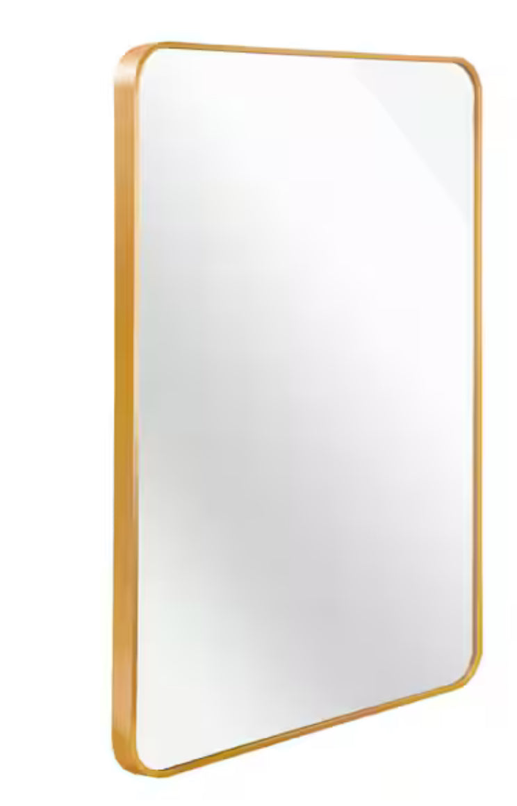 Ta. 30 in. W x 40 in. H Gold Rectangle Framed Mirror