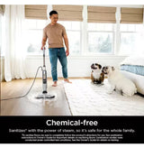 Steam and Scrub Corded Steam Mop and Cleaner for Hard Floors White with Steam Blaster Technology that scrubs sanitizes