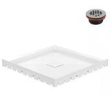 DT-2239-118 34 in. L x 34 in. W Corner PP Shower Pan Base in Glossy White With Center Drain, Drain Included