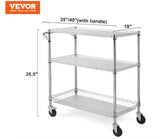 Kitchen Utility Cart 35 in. Wire Rolling Cart with Wheels Metal Storage Trolley NSF Listed Kitchen Carts,Silver