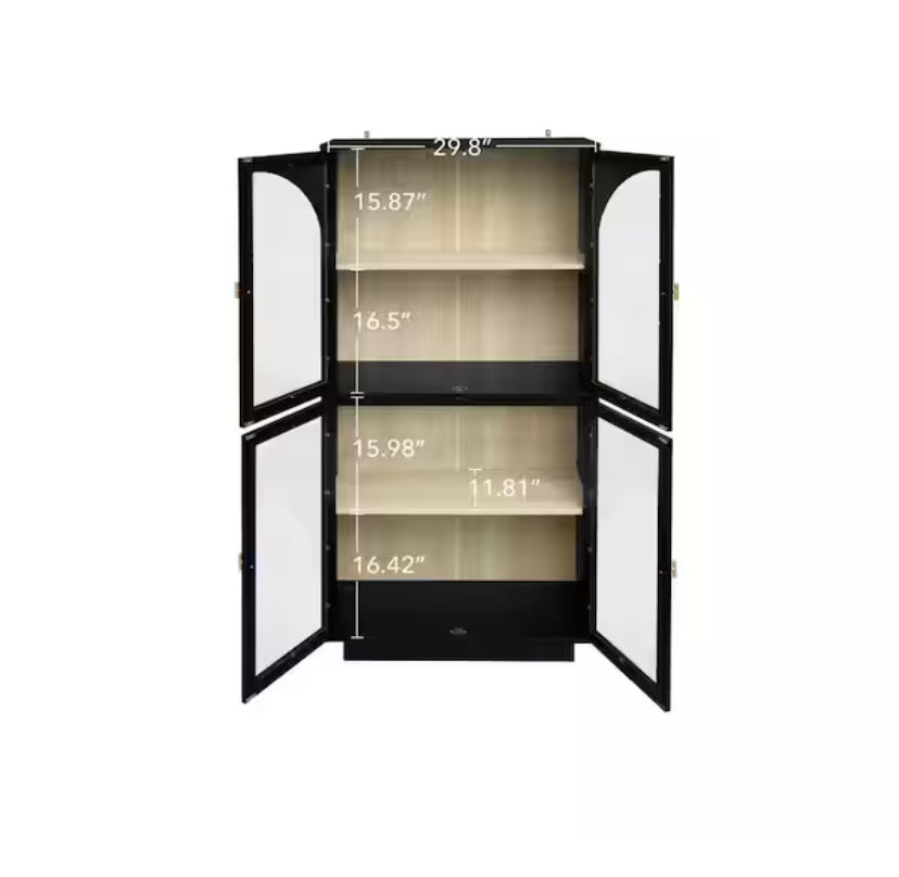 Black Storage Cabinet with Acrylic Door for Living Room, Dining Room