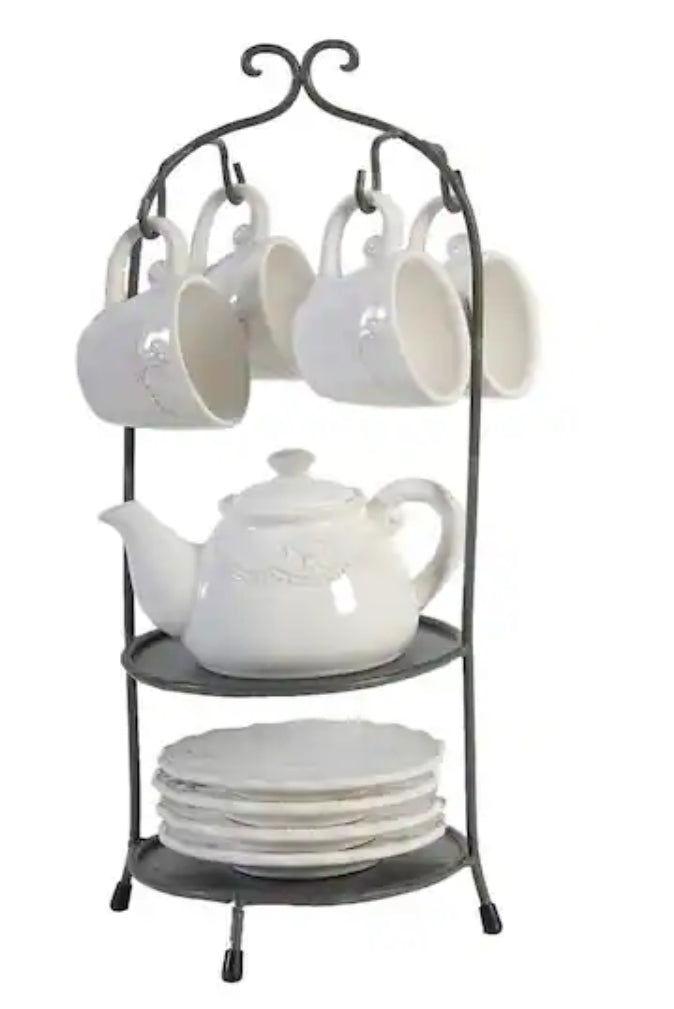 4-Cup White, Dark Bronze Porcelain Teapots