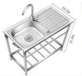 15.7 in D x 29.5 in. W Freestanding Stainless Steel Outdoor Utility Sink with Fish Cleaning Table and Storage Rack