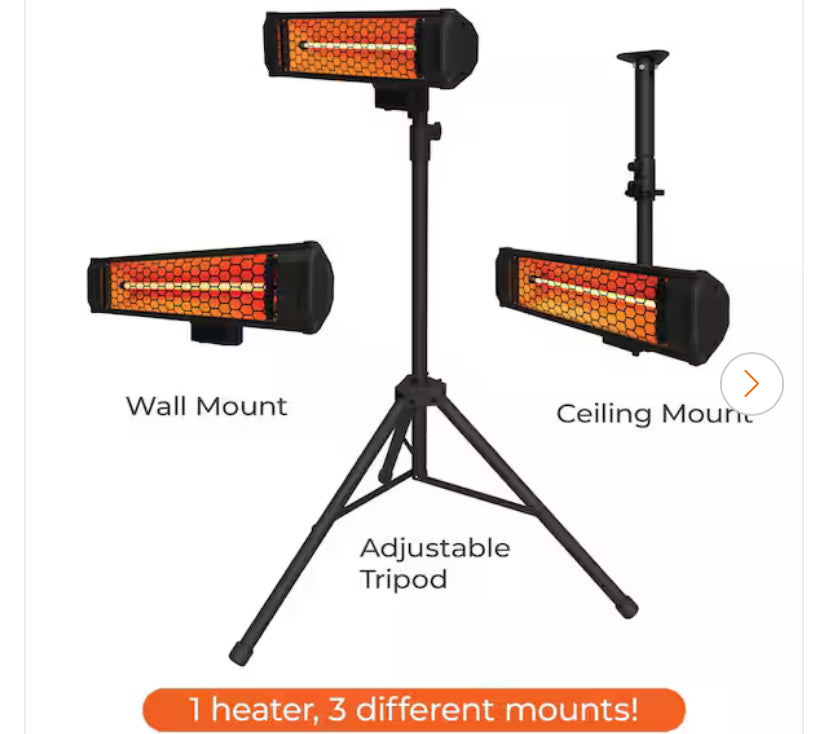 Tradesman 1500-Watt Electric Outdoor Infrared Quartz Portable Space Heater with Tripod, Wall and Ceiling Mount