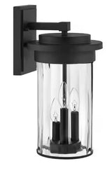 Northwood 16.5 in. 3-Light Black Outdoor Wall Light Fixture with Clear Glass