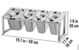 Expandable Spice Rack 13.8 in., 23.6 in. Adjustable Stainless Steel Organizer Shelf with 3-1/9 Pans 1-1/6 Pan 4 Ladles