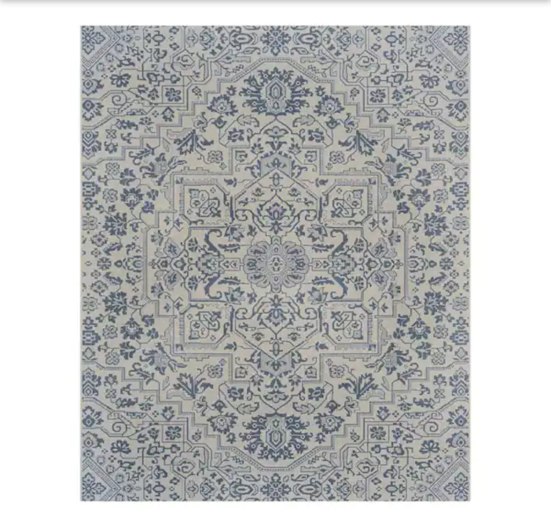 Osprey Blue 8 ft. x 10 ft. Floral Medallion Indoor/Outdoor Area Rug