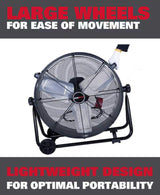 24 in. 3 Fan Speeds Drum Fan