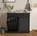 39.4 in. W x 13.5 in. D x 36 in. H in Black MDF Assemble Pull Out Kitchen Cabinet with Drawer Recycling Trash Cabinet