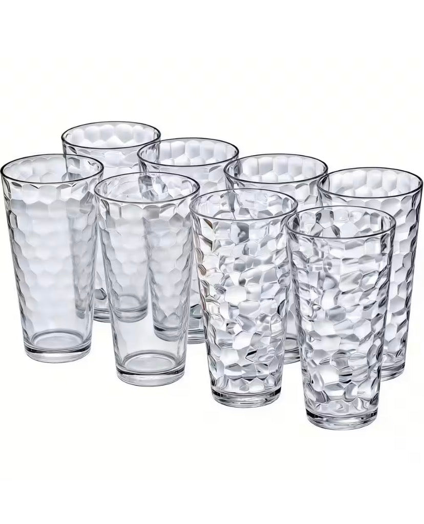 24 oz. Plastic Tumblers Set of 8, Reusable Cups, Stackable, BPA-Free, Shatter-Proof, Dishwasher-Safe