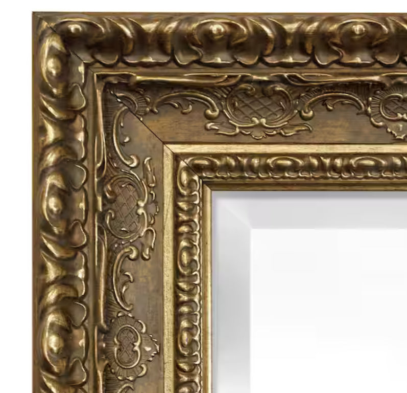 Gold 31.4 in. W x 43.3 in. H Rectangle Plastic Framed Mirror