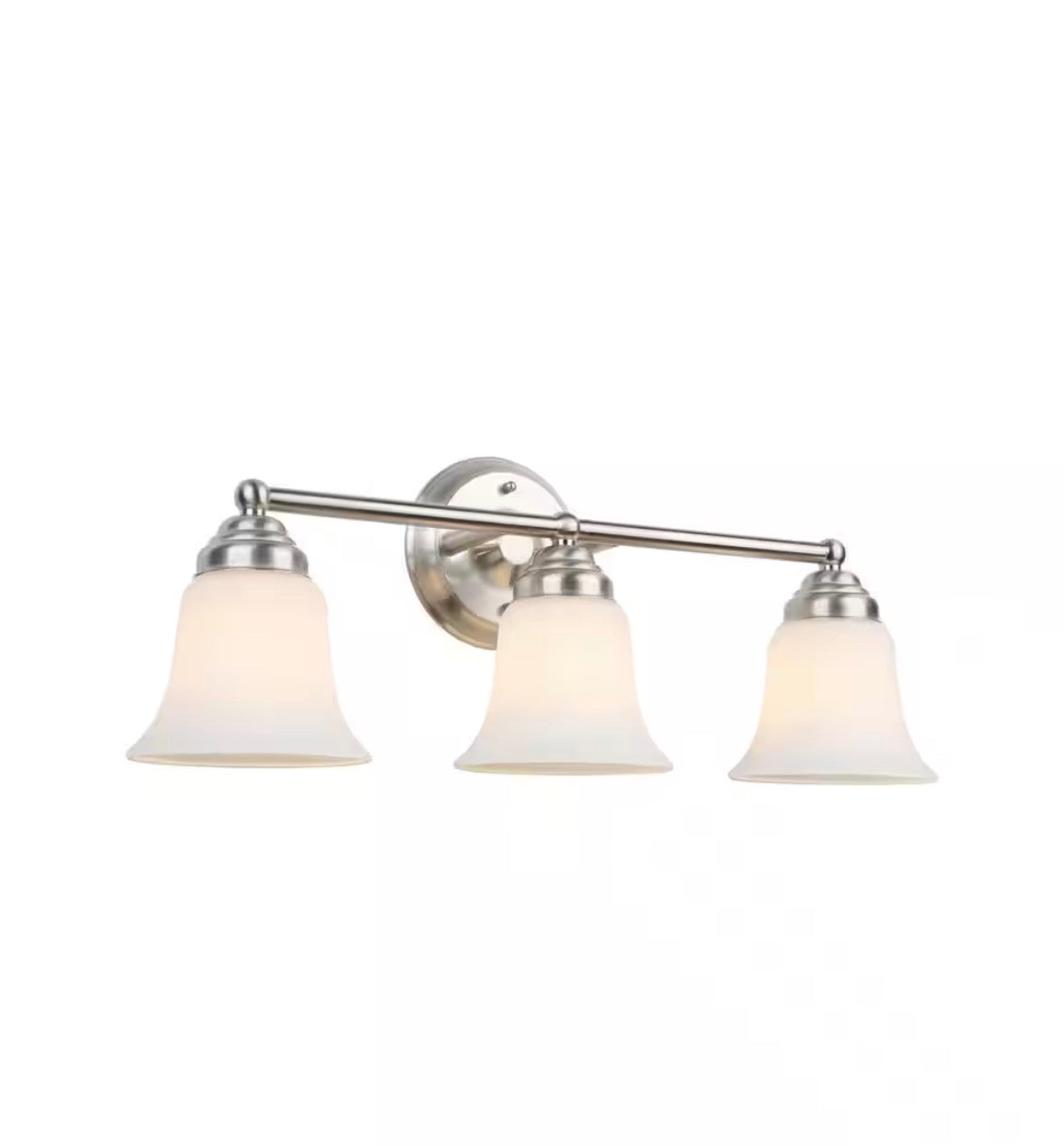 Ashhurst 3-Light Brushed Nickel Classic Traditional Bathroom Vanity Light with Frosted Glass Shades