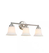 Ashhurst 3-Light Brushed Nickel Classic Traditional Bathroom Vanity Light with Frosted Glass Shades