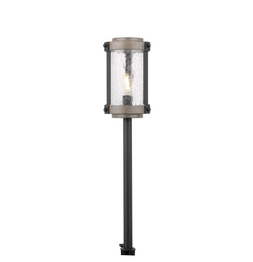 Collier Low Voltage Gray Wood Outdoor Landscape Path Light with Clear Seedy Glass