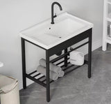 Branson 32 in. W x 19 in. D Vitreous China Freestanding Utility/Laundry Sink in White with Cabinet (Faucet Not Included)