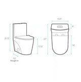 St. Tropez 1-piece 1.1/1.6 GPF Dual Vortex Flush Elongated Toilet in Glossy White w/ Matte Black Hardware, Seat Included