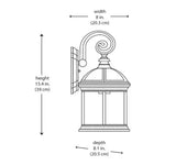 Wickford 15.4 in. 1-Light Weathered Bronze Hardwired Outdoor Wall Light Lantern Porch Sconce with Clear Glass (2-Pack)