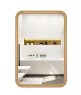 Bonnevaux Natural 24 in. x 36 in. Rounded Corner Wood Mirror