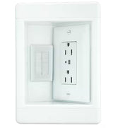 Pass & Seymour 1 Gang Recessed TV Media Box Kit with Surge Suppressing Outlet and Low Voltage Inserts, White