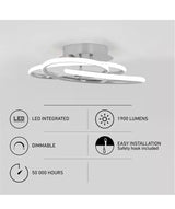 Swirl Butterfly 16 in. 1-Light Modern Chrome Integrated LED Flush Mount Ceiling Light Fixture for Kitchen or Bedroom