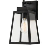 Corbin Medium 13 in. Modern 1-Light Black Tapered Hardwired Outdoor Wall Light Lantern Sconce with Clear Glass