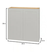 Avondale 36 in. W x 12 in. D x 36 in. H Ready to Assemble Plywood Shaker Wall Kitchen Cabinet in Dove Gray