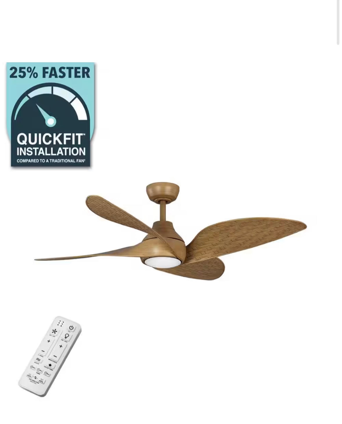 Fernbrooke 52 in. Indoor/Outdoor Brown Oak Ceiling Fan with Adjustable White Integrated LED and Remote Control