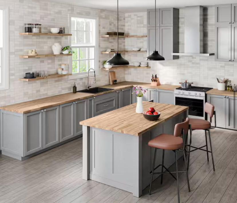 4 ft. L x 25 in. D Unfinished Acacia Solid Wood Butcher Block Countertop With Eased Edge
