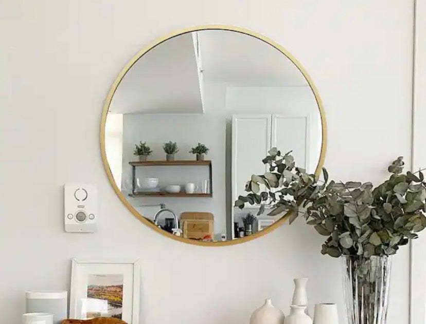 16 in. W x 16 in. H Gold Round Wall Mirror Metal Frame Circle Mirror for Bedroom, Bathroom, Entryway Wall Decor