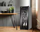 10.7 in. Wine Cooler 12 Bottle Freestanding Wine Refrigerator with Door Lock, Black