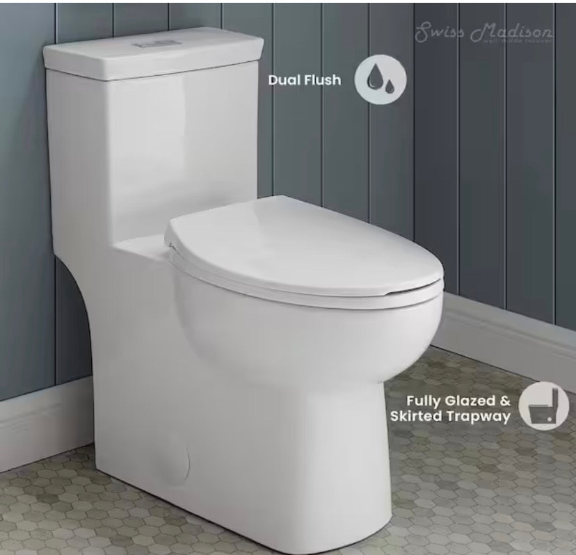 Classe 1-Piece 1.1 GPF/1.6 GPF Dual Flush Elongated Toilet in White, Seat Included