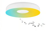 13 in. White Smart Gradient Light Flush Mount with Bluetooth Speaker Powered by Hubspace