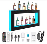 24-Bottles LED Lighted Liquor Bottle Display 48 in. Illuminated Home Bar Shelf 7 Static Colors Wine Racks