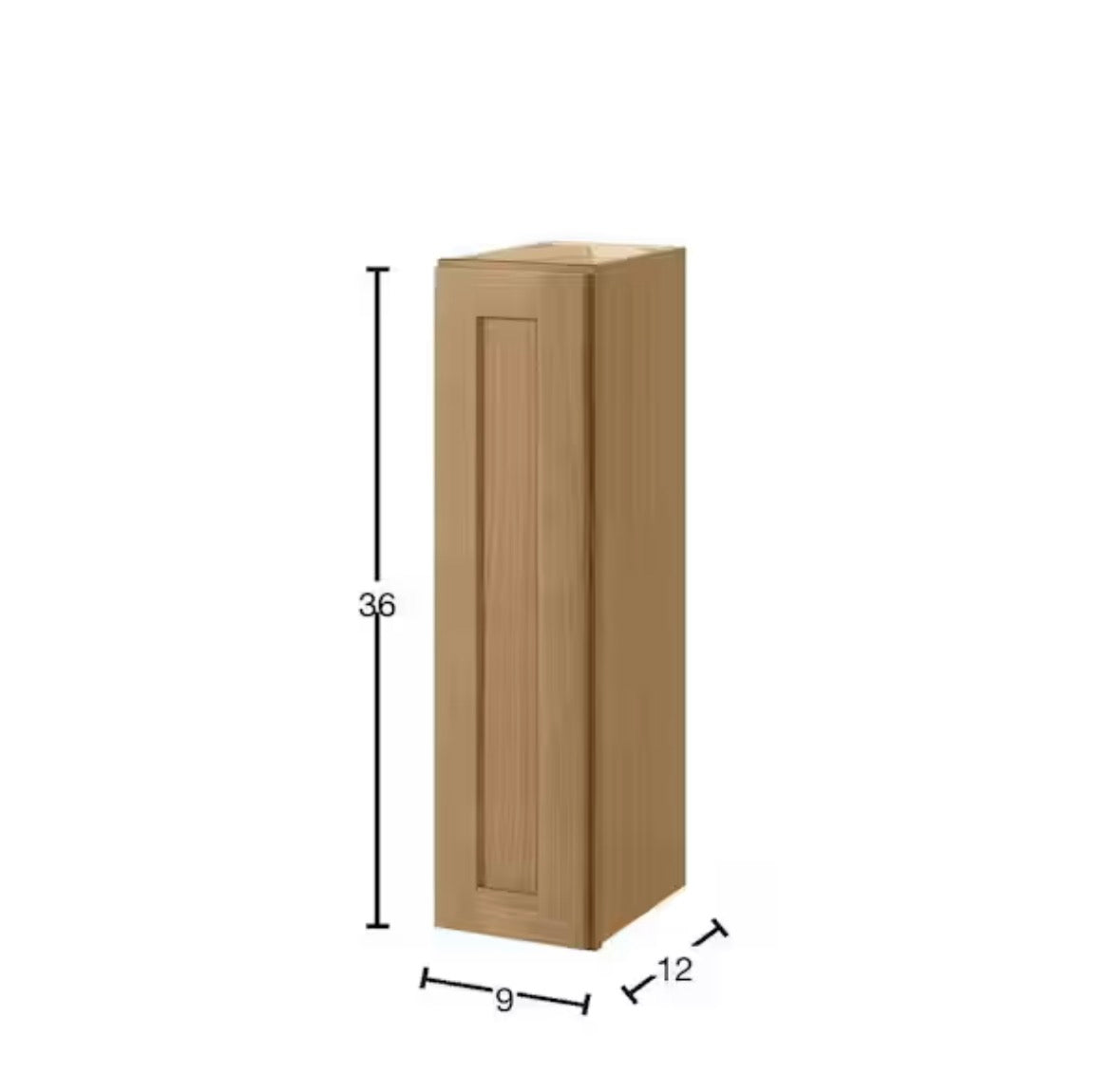 Avondale 9 in. W x 12 in. D x 36 in. H Ready to Assemble Plywood Shaker Wall Kitchen Cabinet in White Oak