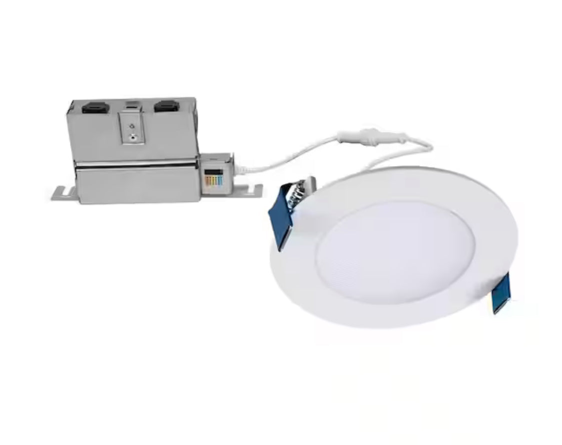 HLB 4 in. Adjustable CCT Canless IC Rated Dimmable Indoor, Outdoor Integrated LED Recessed Light Kit